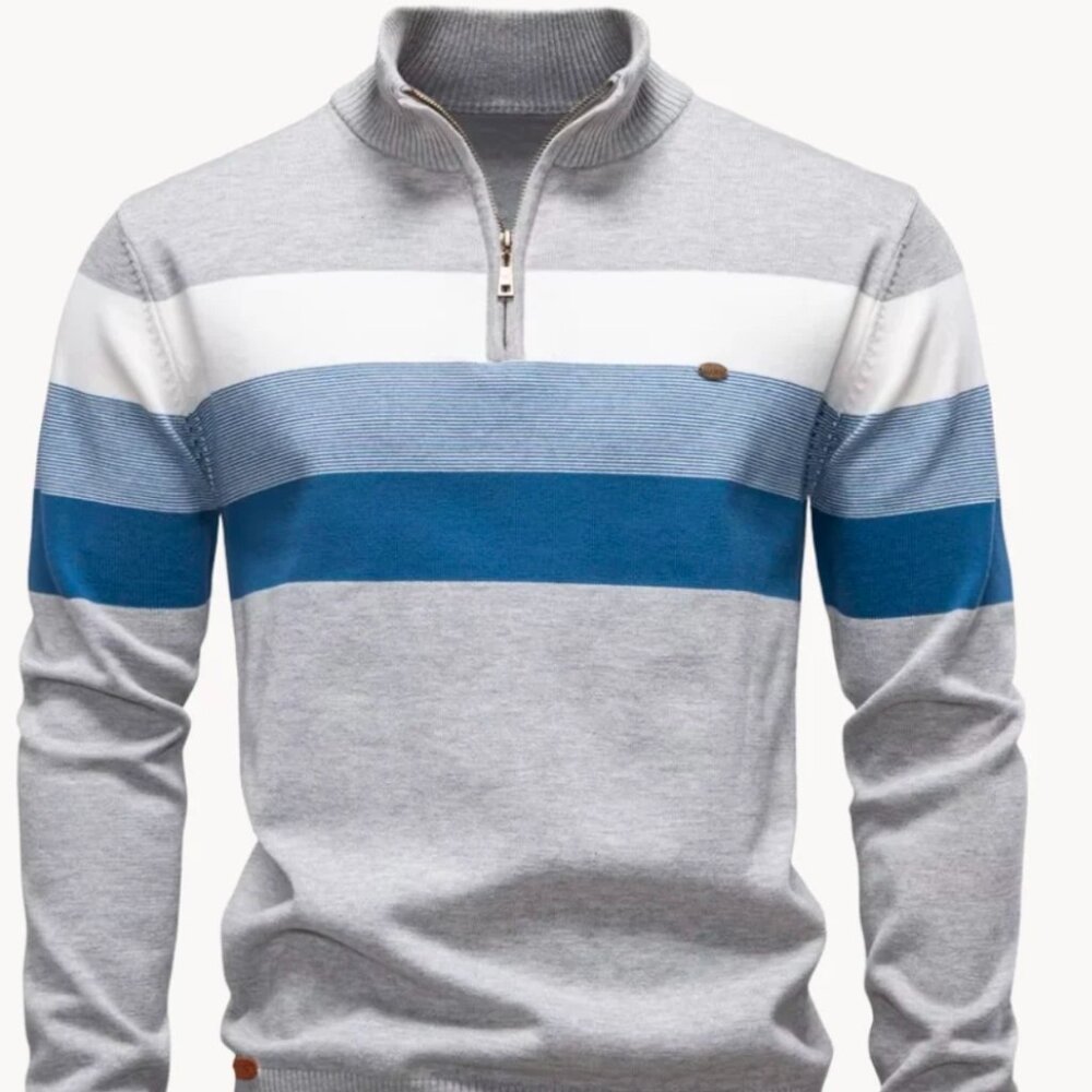Men's 1/4 zip striped sweater